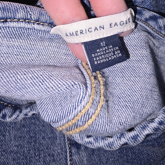 American Eagle AE Stretch Denim Jean Halter Mini Dress Zip Front Sz 12 or L - Picture 6 of 9